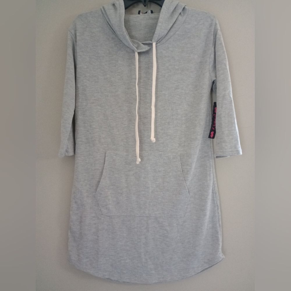 NWT Poof Grey Lightweight Hoodie Dress Size  Small